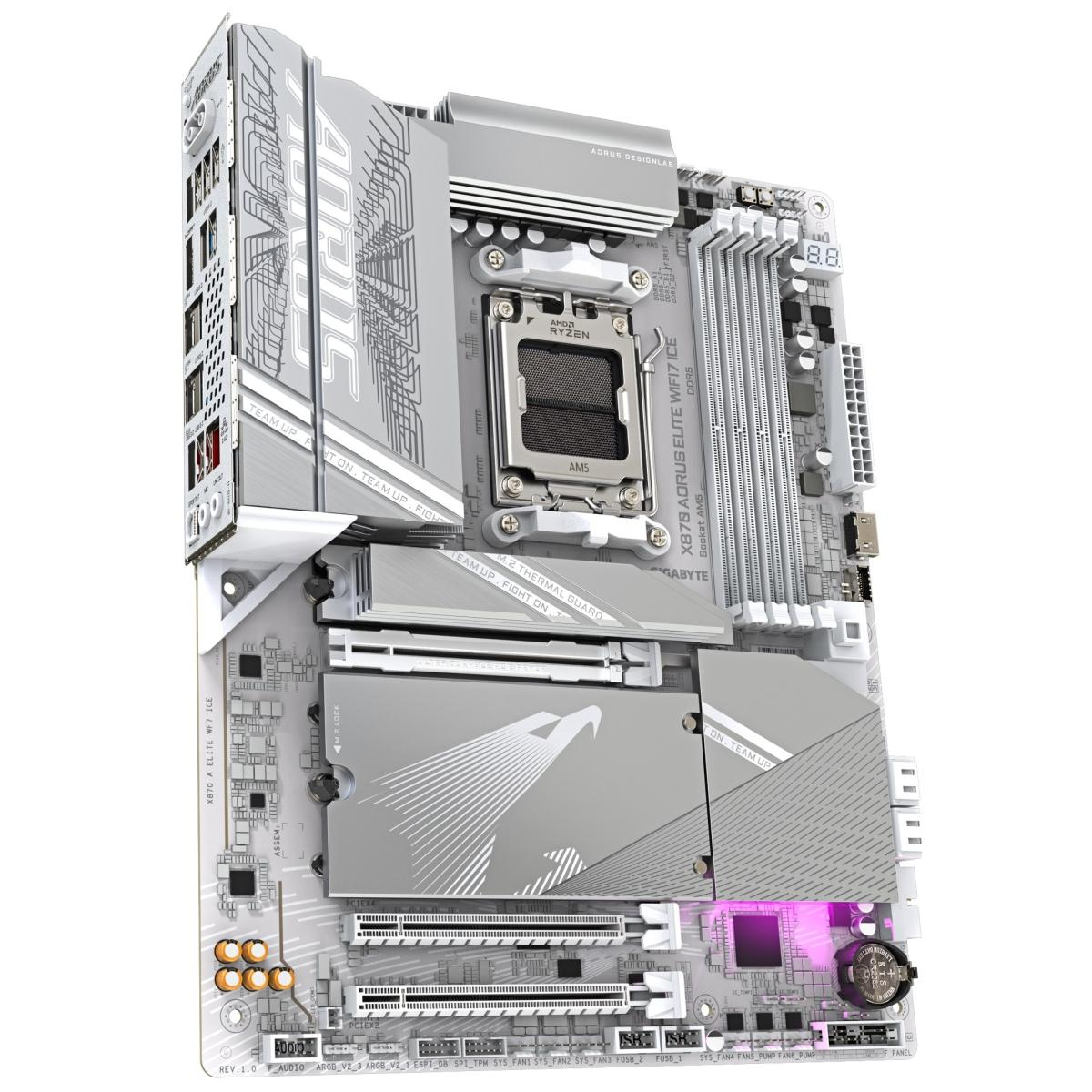 GIGABYTE X870 AORUS ELITE WIFI7 ICE AMD RYZEN 7000 8000 9000 Series AM5/DDR5/PCIe 5.0/4xM.2 - ATX Gaming Motherboard GIGABYTE X870 AORUS ELITE WIFI7 ICE AMD RYZEN 7000 8000 9000 Series AM5/DDR5/PCIe 5.0/4xM.2 - ATX Gaming Motherboard